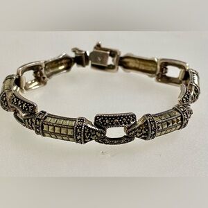 Vtg Judith Jack Sterling Silver & Marcasite Bracelet